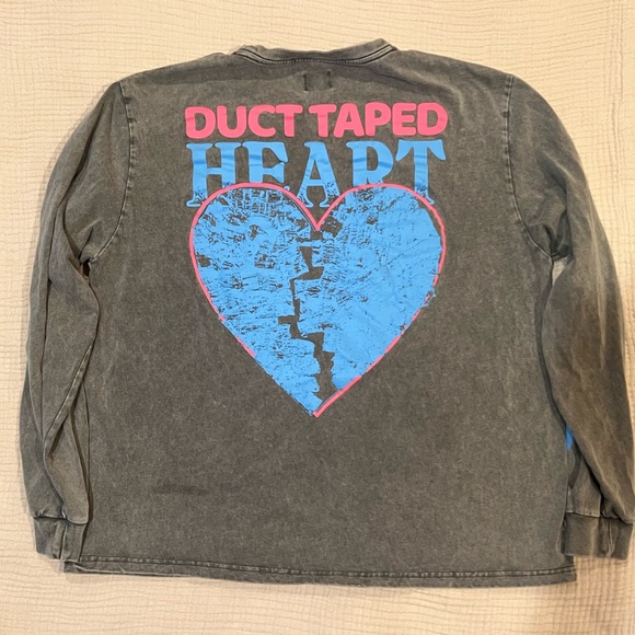 OTTO by kris Duct Taped Heart Long Sleeve Crewneck Tee Blue Heart Accents Sz XXL - Picture 3 of 15